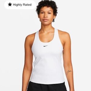 Nike Pro Tank Bra - Best Seller - White w Mauve Logo & Lining Size XS NWOT